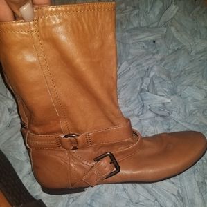 Nine West Tan Leather Moto Calf Boots 10 1/2 NWOT
